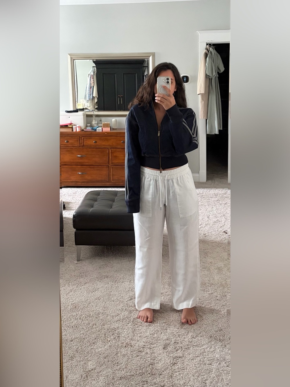 Athleta Women's White Linen Wide-Leg Pants